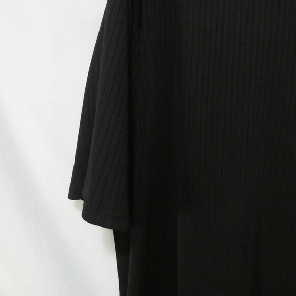 EKOUAER | XXL | Classic Black Relaxed Ribbed Short Sleeve Top - Picture 13 of 16
